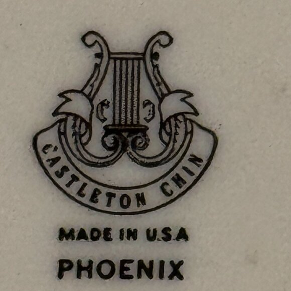 Castleton China six 6 DINNER Plates Phoenix USA Gold Flowers Scalloped Edge Rim - Picture 6 of 16